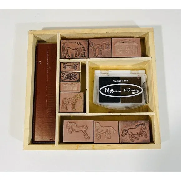 Melissa & Doug Horse Equestrian Wood Mounted Rubber Stamps 10 Count Pony Art - Picture 4 of 7